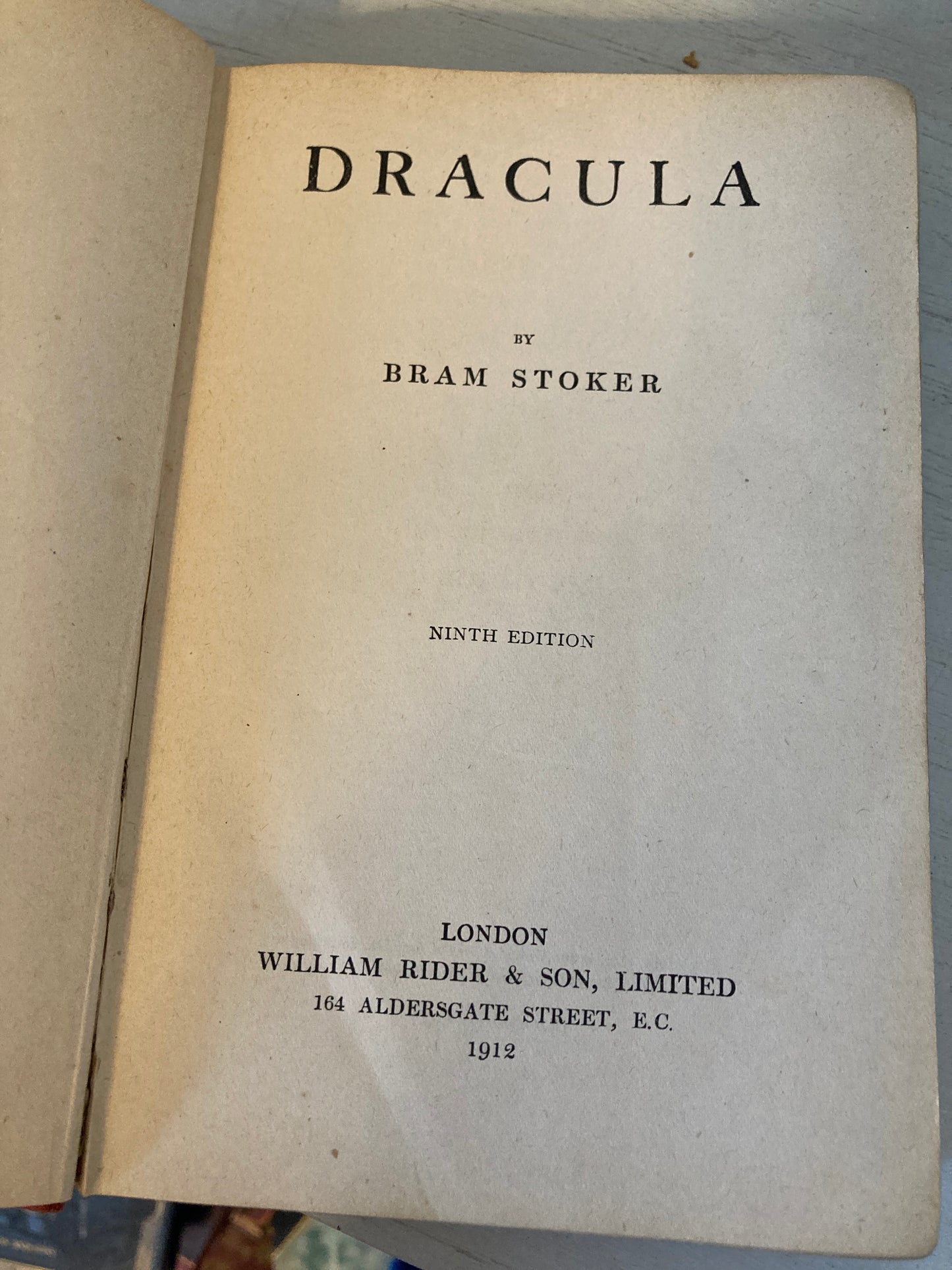 Stoker, Bram: Dracula (William Rider & Son, London, 1912)