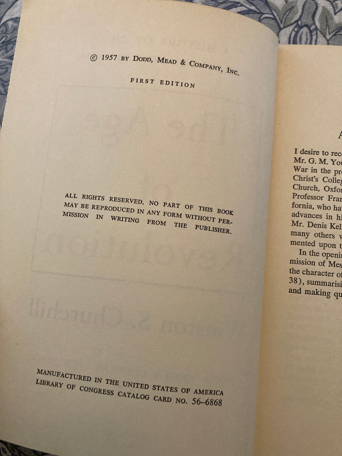 [FIRST EDITION] Churchill, Winston S.: The Age of Revolution (Dodd, Mead and Company, New York, 1957)