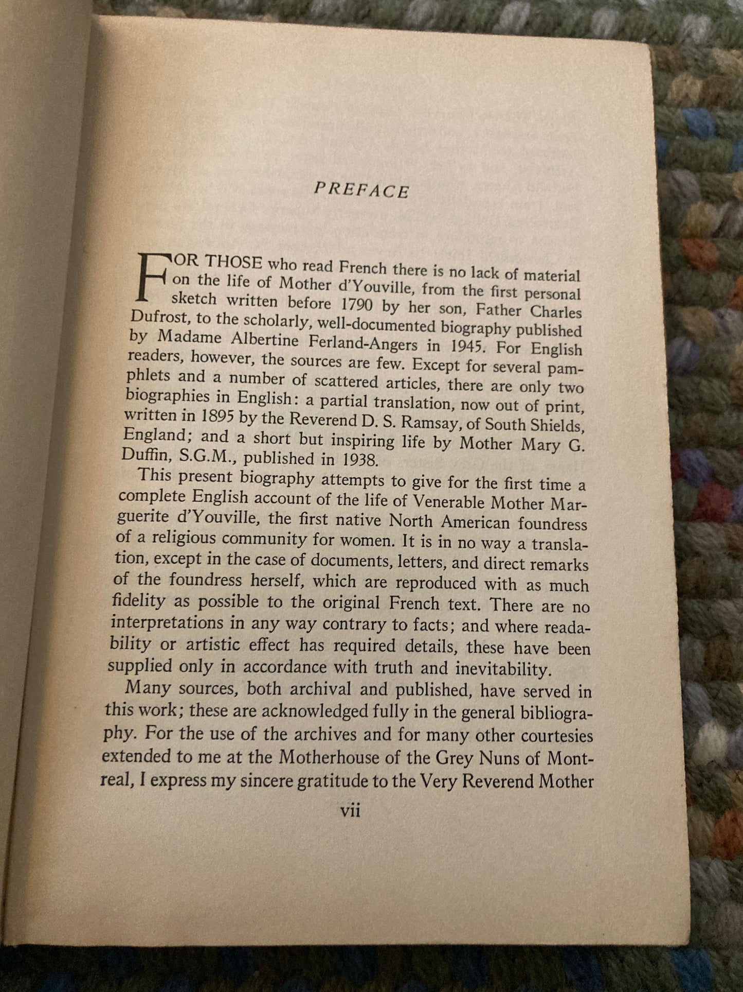 [CATHOLIC BIOGRAPHY] Fitts, Sister Mary Pauline: Hands to the Needy: Mother D'Youville, Apostle to the Poor (Doubleday & Company, 1950)