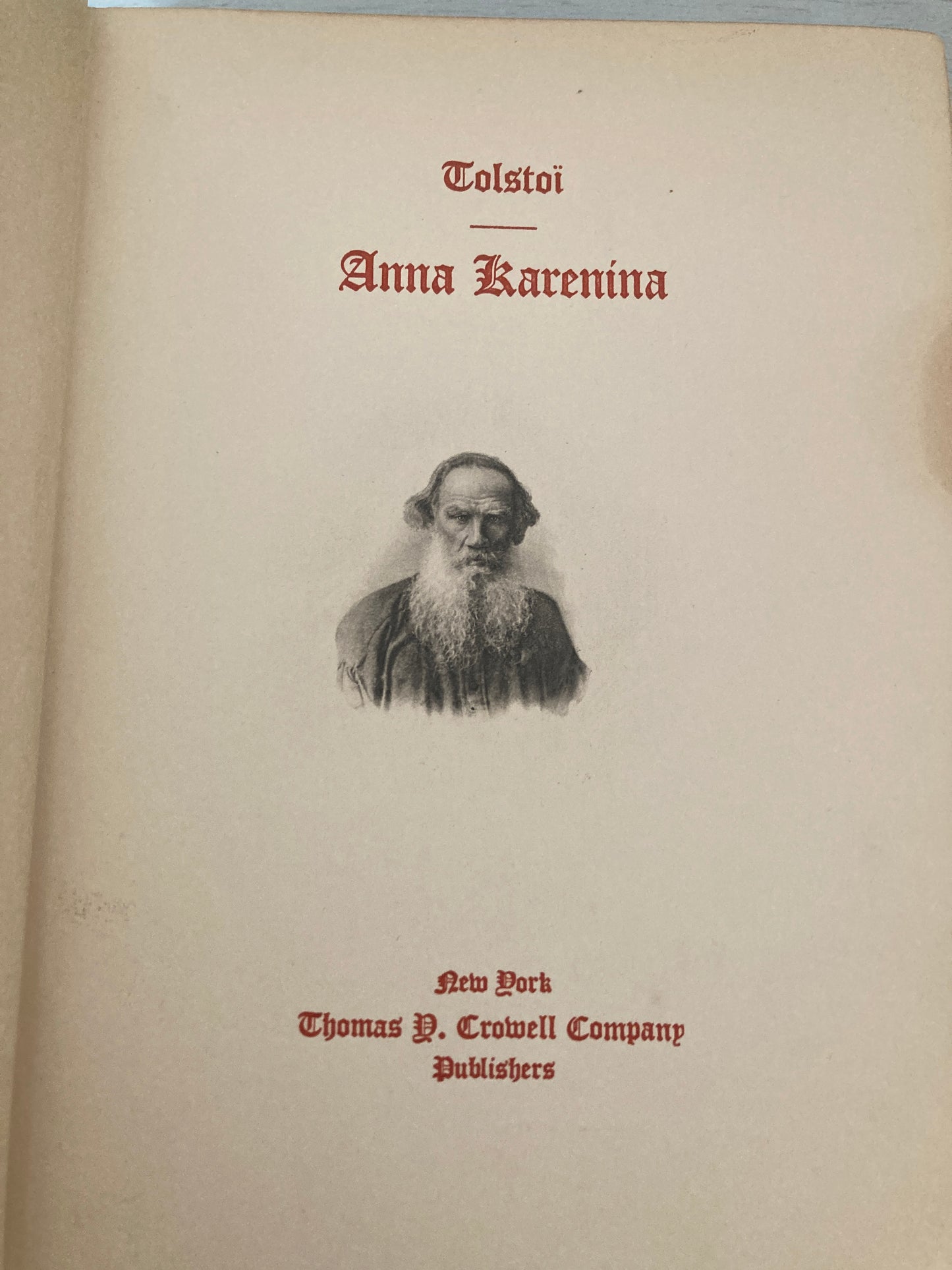 Tolstoy, Leo [Lyof N. Tolstoi]: Anna Karenina (Thomas Y. Crowell, New York, 1914)