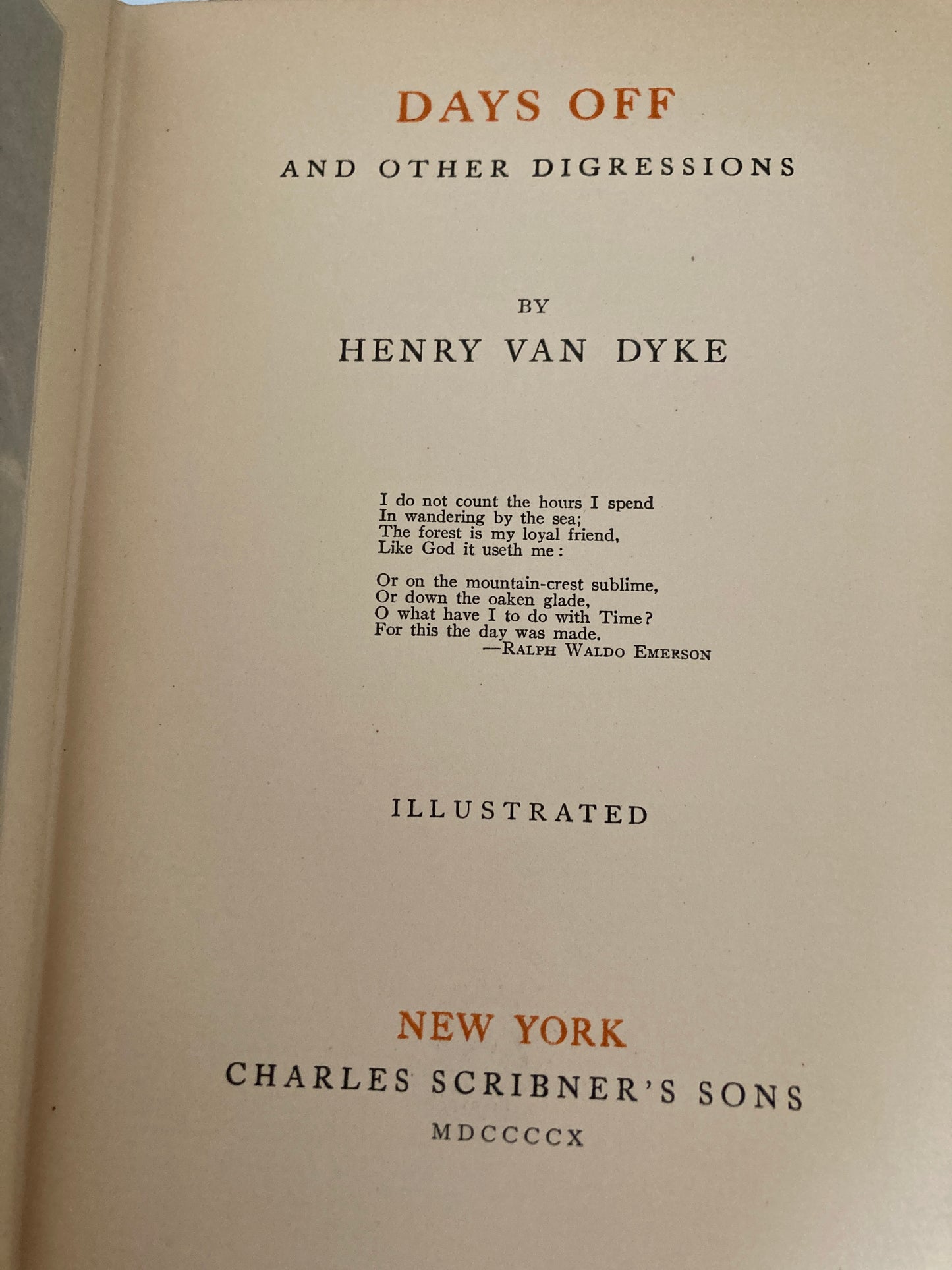 [Margaret Armstrong Cover Design] Van Dyke, Henry: Days Off and Other Digressions (Charles Scribner's Sons, New York, 1910)